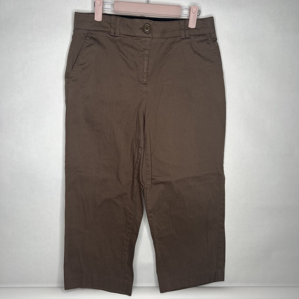 Counterparts Womens Pants 10 Leg Mid Rise Brown Capri Dress Pants Slacks Cropped
